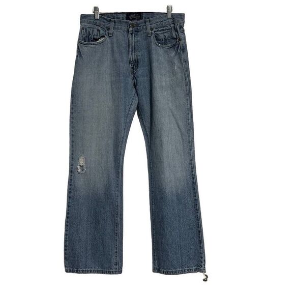 Levi Strauss Signature Men’s Jeans 34 X 32 Slim Bootcut Factory Distressed - Picture 1 of 10